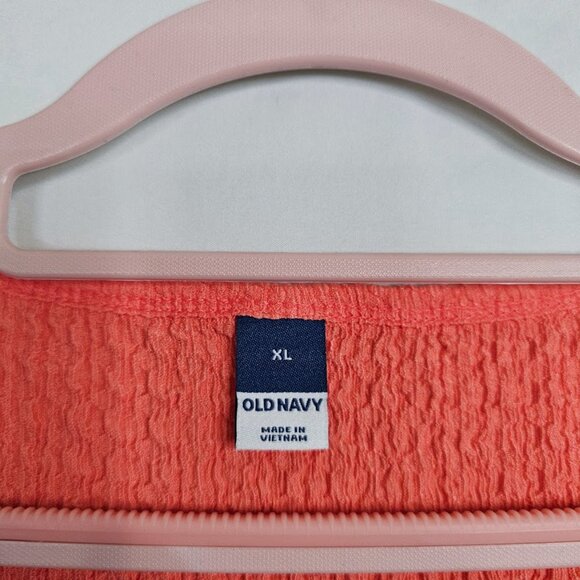 NWT Women's OLD NAVY Textured T-Shirt Square Neck Top CORAL PINK ORANGE size XL - Picture 3 of 6